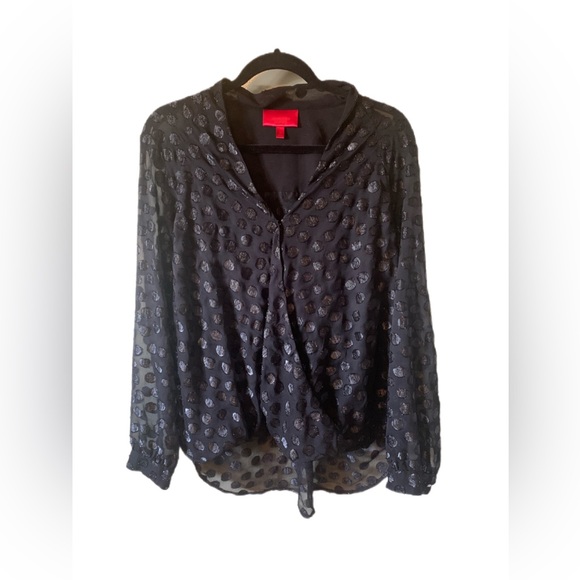 Vintage 80s chiffon brown and white polka dot semi sheer off shoulder slouchy top bat wing plus sizes comfort top summer top spring top